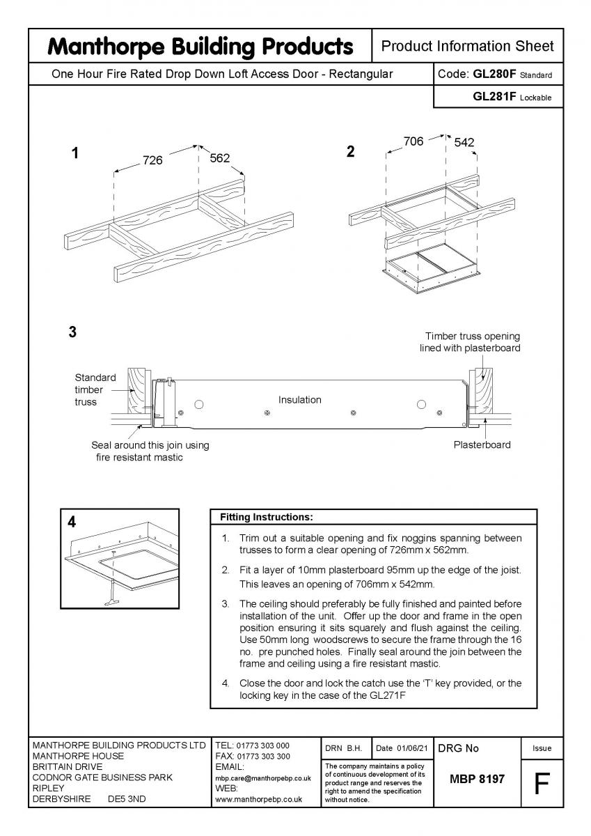 Fire rated loft access doors technical guidance manthorpe